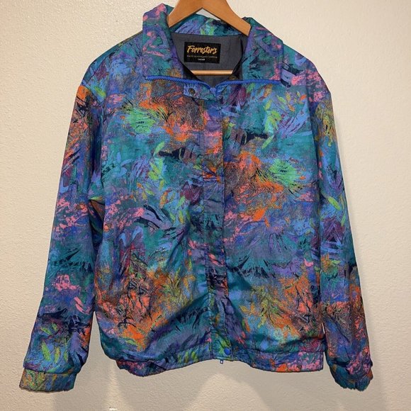 VTG Track Jacket Wind Breaker Multi Color Block Large Zip Forrester’s Gore Tex - Picture 1 of 7